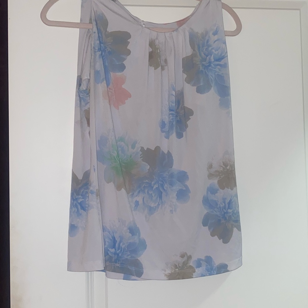Calvin Klein Petite Large Floral Sleeveless Blouse